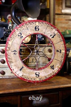 Antique Vintage Gambling Wheel Wood Carnival Game Sign circus roulette 1930s old
