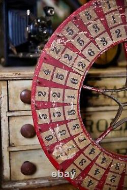Antique Vintage Gambling Wheel Wood Carnival Game Sign circus roulette 1930s old