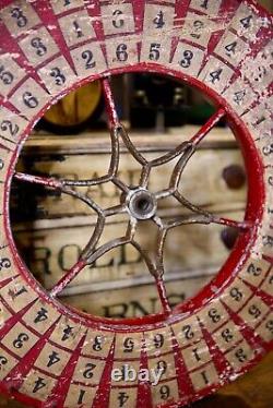 Antique Vintage Gambling Wheel Wood Carnival Game Sign circus roulette 1930s old