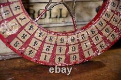 Antique Vintage Gambling Wheel Wood Carnival Game Sign circus roulette 1930s old