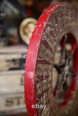 Antique Vintage Gambling Wheel Wood Carnival Game Sign circus roulette 1930s old