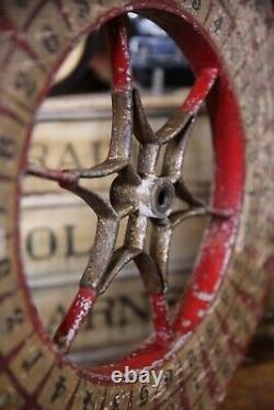 Antique Vintage Gambling Wheel Wood Carnival Game Sign circus roulette 1930s old