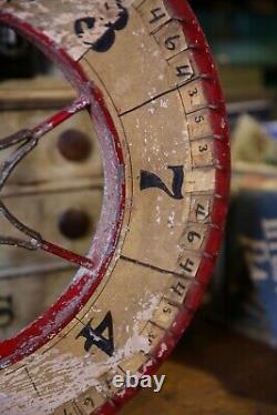 Antique Vintage Gambling Wheel Wood Carnival Game Sign circus roulette 1930s old