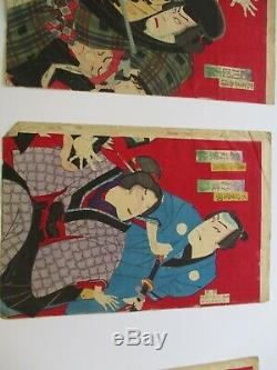 Antique Vintage Japanese Woodblock Lot Collection Portrait Signed Old