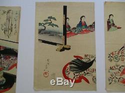 Antique Vintage Japanese Woodblock Lot Collection Portrait Signed Old