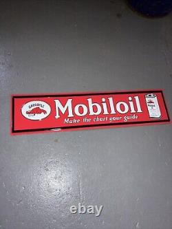 Antique Vintage Old Sign Mobiloil Mobil Garage Made in USA Metal