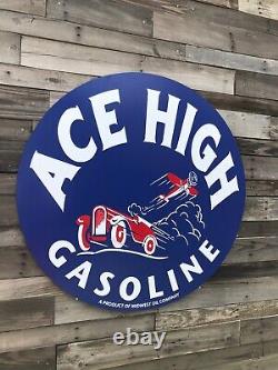 Antique Vintage Old Style Ace High Gasoline Gas Oil Sign 40