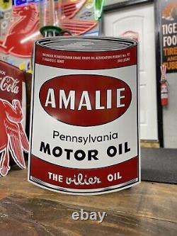 Antique Vintage Old Style Amalie Oil Can Gas Service Sign