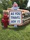 Antique Vintage Old Style Amoco Gas Oil As You Travel Ask Us Sign 46