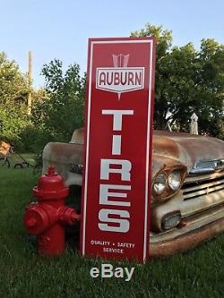 Antique Vintage Old Style Auburn Tires Sign 60x18