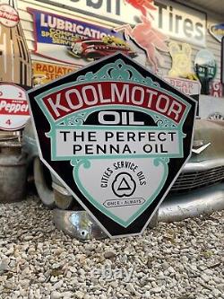 Antique Vintage Old Style Cities Service KOOLMOTOR sign! 40