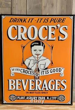 Antique Vintage Old Style Croces Beverage NJ Metal Steel Sign