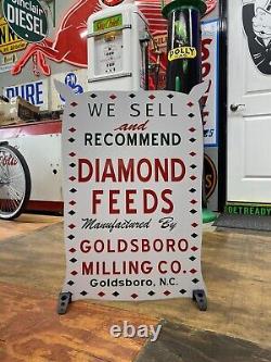 Antique Vintage Old Style Diamond Feeds Farm Sign