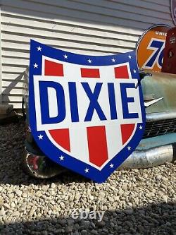 Antique Vintage Old Style Dixie Gasoline Sign