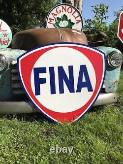 Antique Vintage Old Style Fina Gasoline Sign 40
