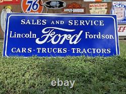 Antique Vintage Old Style Ford Fordson Tractor Lincoln Sign