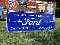 Antique Vintage Old Style Ford Fordson Tractor Lincoln Sign