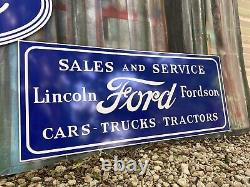 Antique Vintage Old Style Ford Fordson Tractor Lincoln Sign