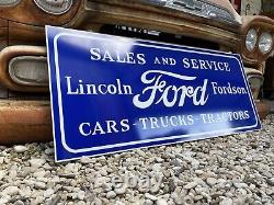 Antique Vintage Old Style Ford Fordson Tractor Lincoln Sign