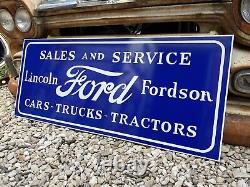 Antique Vintage Old Style Ford Fordson Tractor Lincoln Sign