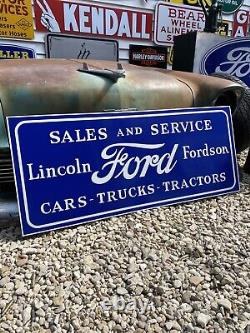 Antique Vintage Old Style Ford Fordson Tractor Lincoln Sign