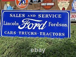 Antique Vintage Old Style Ford Fordson Tractor Lincoln Sign