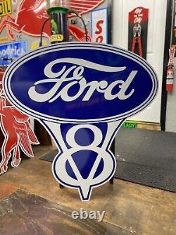 Antique Vintage Old Style Ford V8 Sign