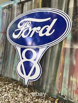 Antique Vintage Old Style Ford V8 Sign