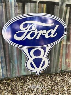 Antique Vintage Old Style Ford V8 Sign