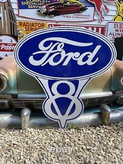 Antique Vintage Old Style Ford V8 Sign