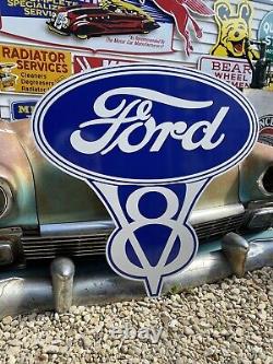 Antique Vintage Old Style Ford V8 Sign