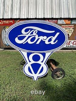 Antique Vintage Old Style Ford V8 Sign