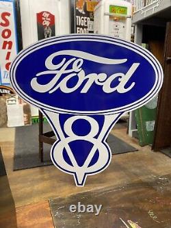 Antique Vintage Old Style Ford V8 Sign