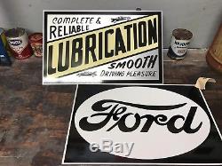 Antique Vintage Old Style Gas Oil Ford Lubrication Sign Blemish Bundle #14