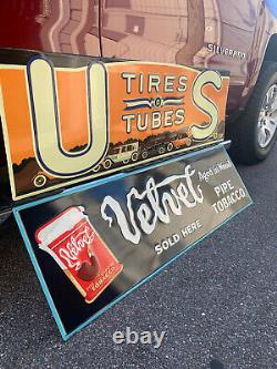 Antique Vintage Old Style Gas Oil US Tires Sign BOTH SIGNS