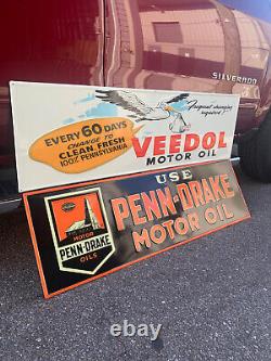 Antique Vintage Old Style Gas Oil Veedol Metal Sign CHOOSE 1