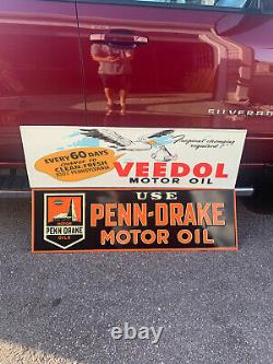 Antique Vintage Old Style Gas Oil Veedol Metal Sign CHOOSE 1