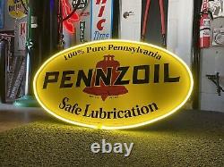 Antique Vintage Old Style LED Pennzoil Lubrication Gas Oil Sign