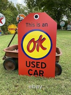 Antique Vintage Old Style OK Used Cars Tag Sign