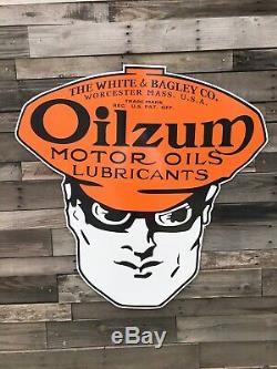 Antique Vintage Old Style Oilzum Gas Motor Oil Sign