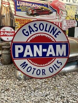 Antique Vintage Old Style PAN-AM Gas Oil Service Station Sign 40