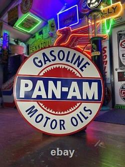 Antique Vintage Old Style PAN-AM Gas Oil Service Station Sign 40