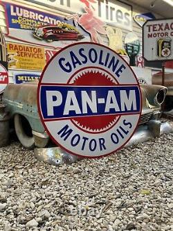 Antique Vintage Old Style PAN-AM Gas Oil Service Station Sign 40