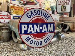 Antique Vintage Old Style PAN-AM Gas Oil Service Station Sign 40