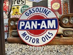 Antique Vintage Old Style PAN-AM Gas Oil Service Station Sign 40