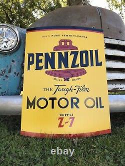 Antique Vintage Old Style Pennzoil Oil Can Sign