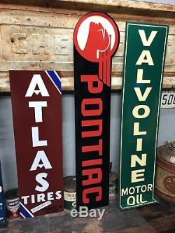 Antique Vintage Old Style Pontiac Valvoline Atlas Tires Sign Blemish Bundle # 7