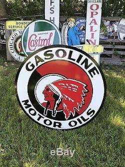 Antique Vintage Old Style Red Indian Motor Oil Sign! 40