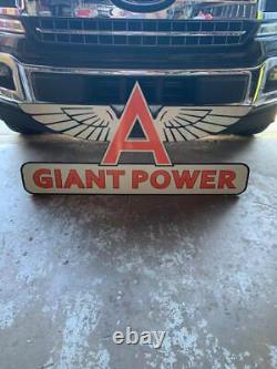 Antique Vintage Old Style Sign Flying A Giant Power Made USA
