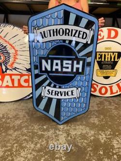 Antique Vintage Old Style Sign Nash Service Authorized Made USA